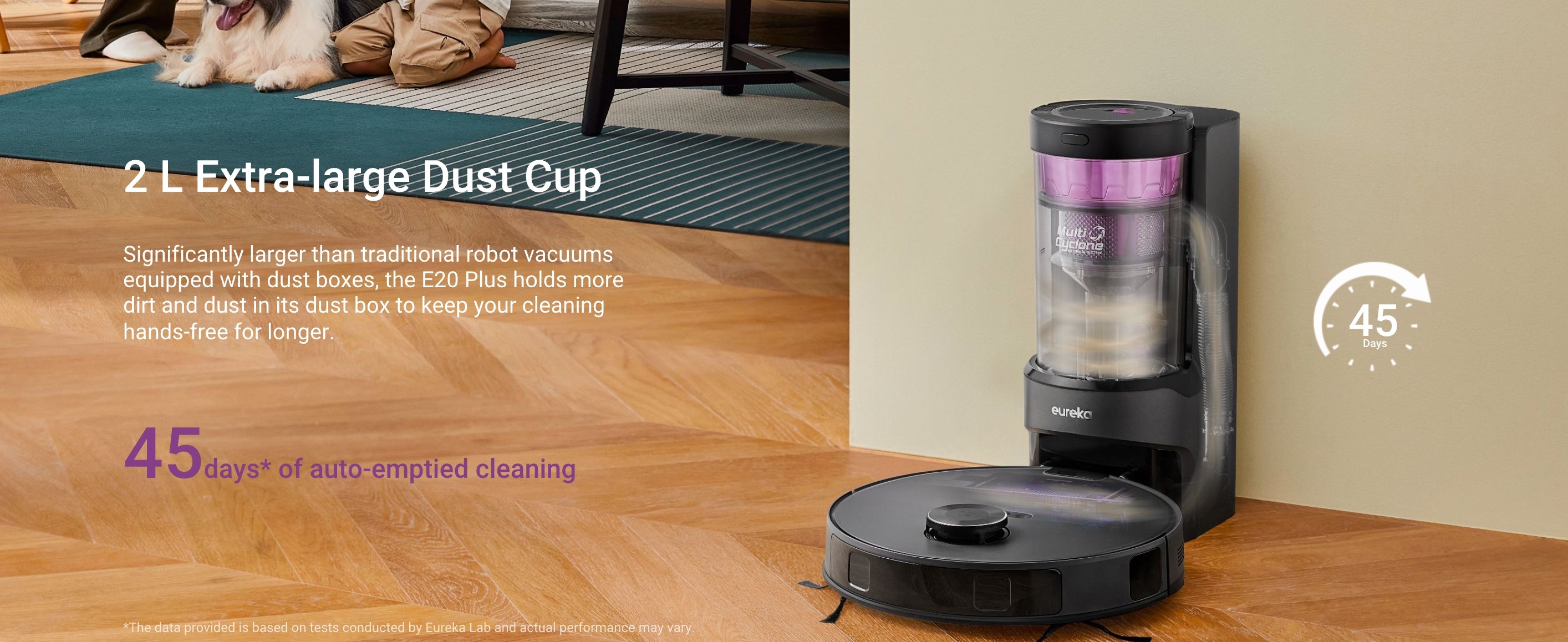 Eureka E20 Plus Robot Vacuum with Bagless Self Emptying Station | SNERE20PLUSBK