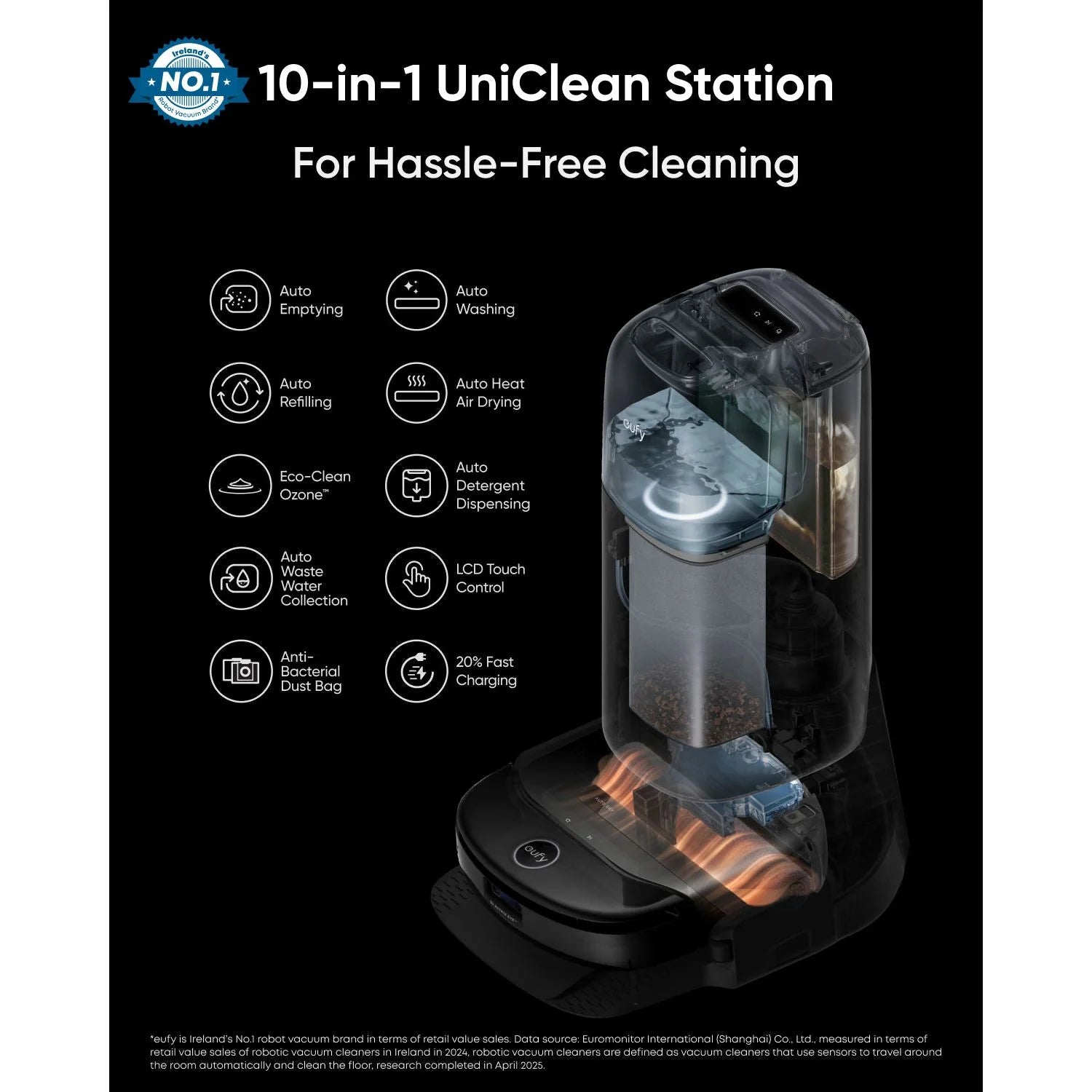 Eufy Omni S1 Pro Robot Vacuum & Mopping Black | T2080GA1