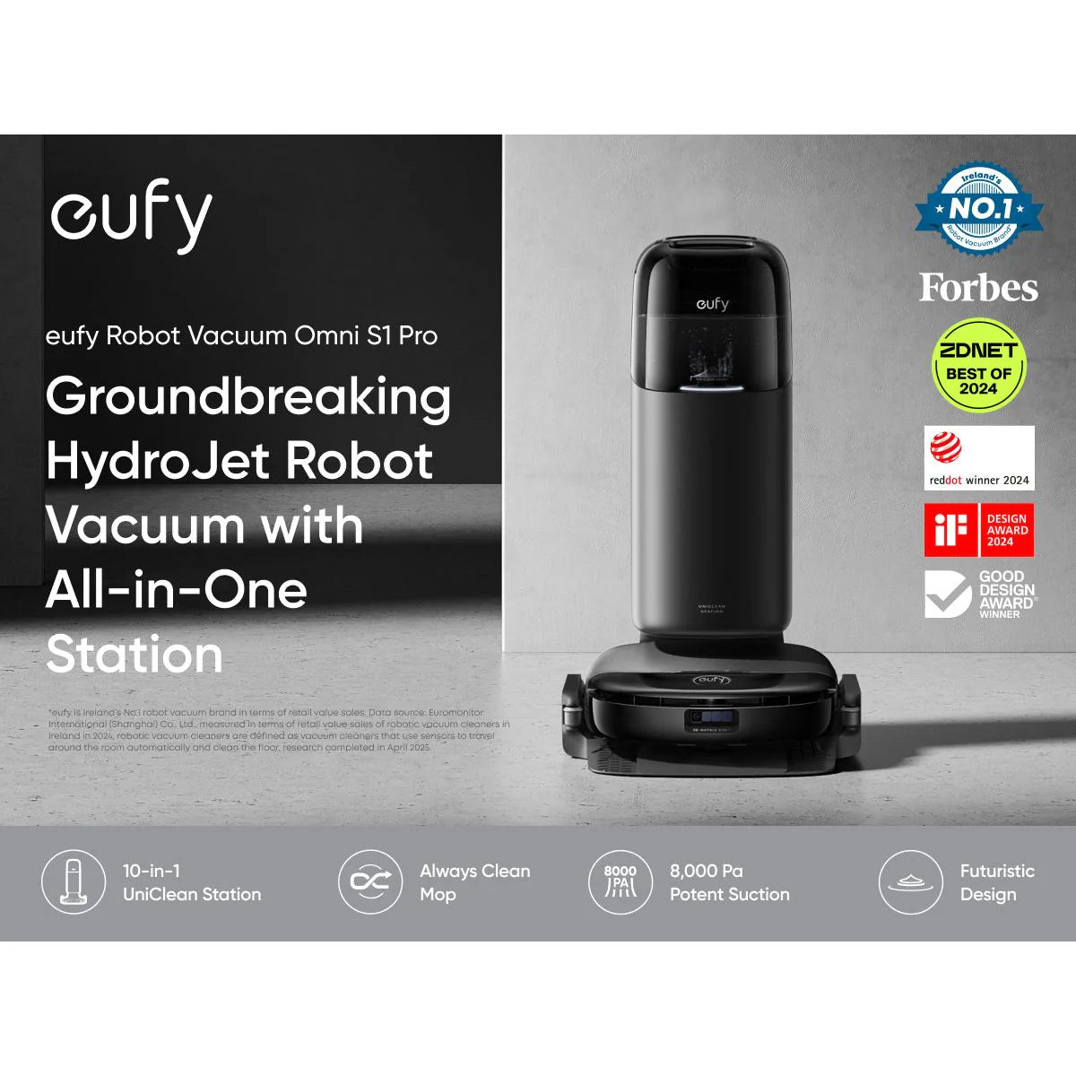 Eufy Omni S1 Pro Robot Vacuum & Mopping Black | T2080GA1