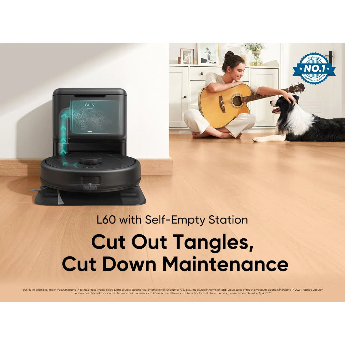 Eufy L60 Hybrid Robot Vacuum Cleaner with Self Cleaning Station Black | T2278V11