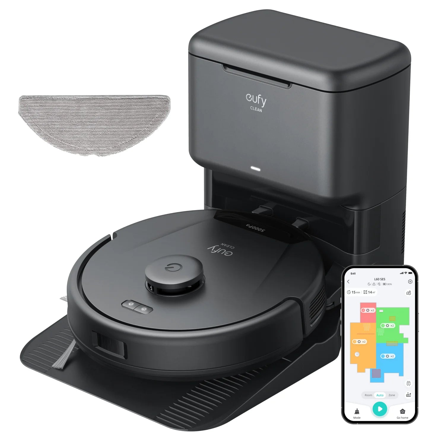 Eufy L60 Hybrid Robot Vacuum Cleaner with Self Cleaning Station Black | T2278V11