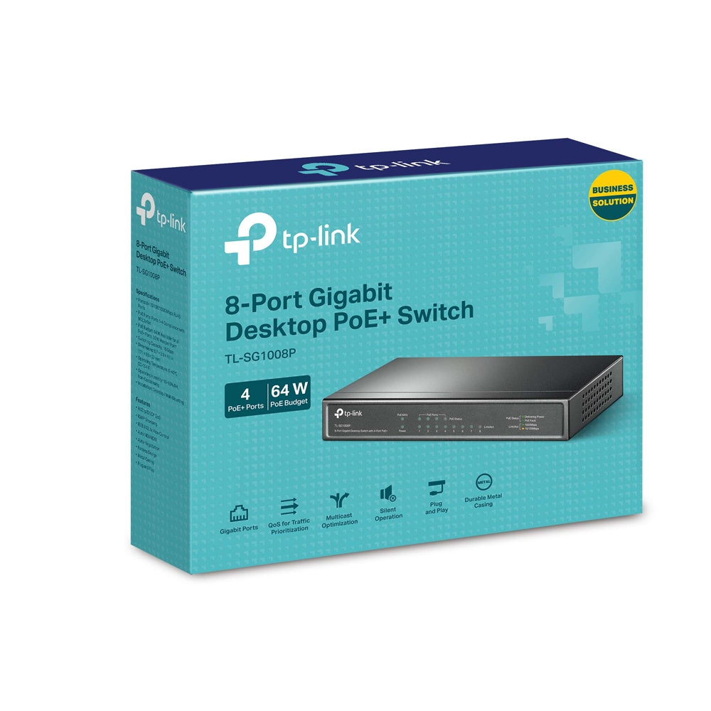 TP Link 8-Port Gigabit Desktop Switch with 4-Port PoE+ l TLSG1008D