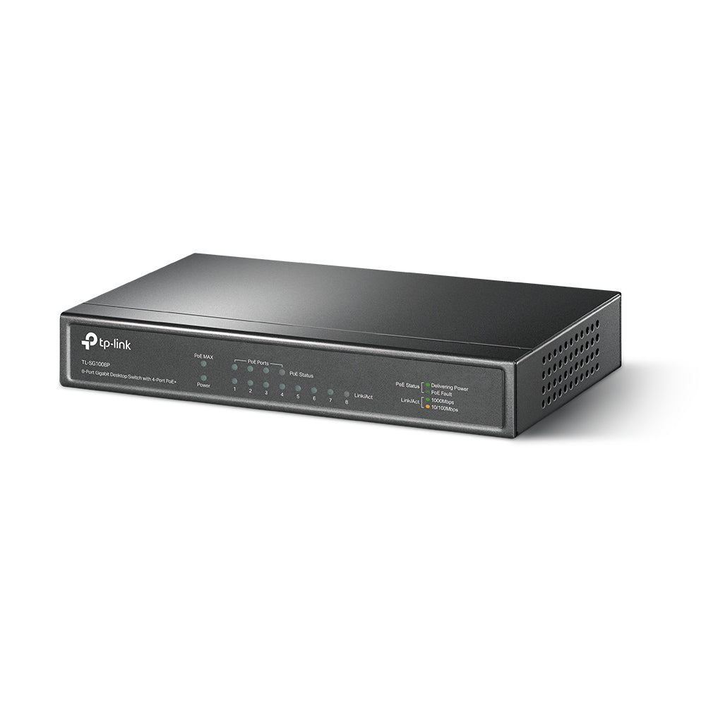 TP Link 8-Port Gigabit Desktop Switch with 4-Port PoE+ l TLSG1008D