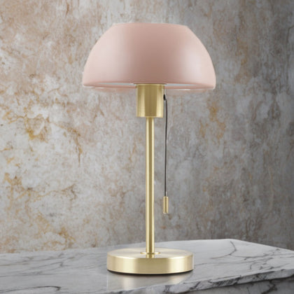 CORK BELLA SATIN BRASS Table Lamp C/W BLACK DOME SHADE-TLBELLA/PK