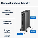 DeLonghi 2KW Oil Filled Radiator Grey | TRRS0920E.G thumbnail 2