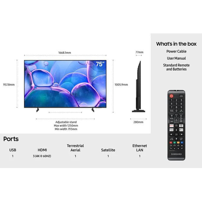 Samsung U7000F 75" Crystal UHD Smart TV | UE75U7000FKXXU