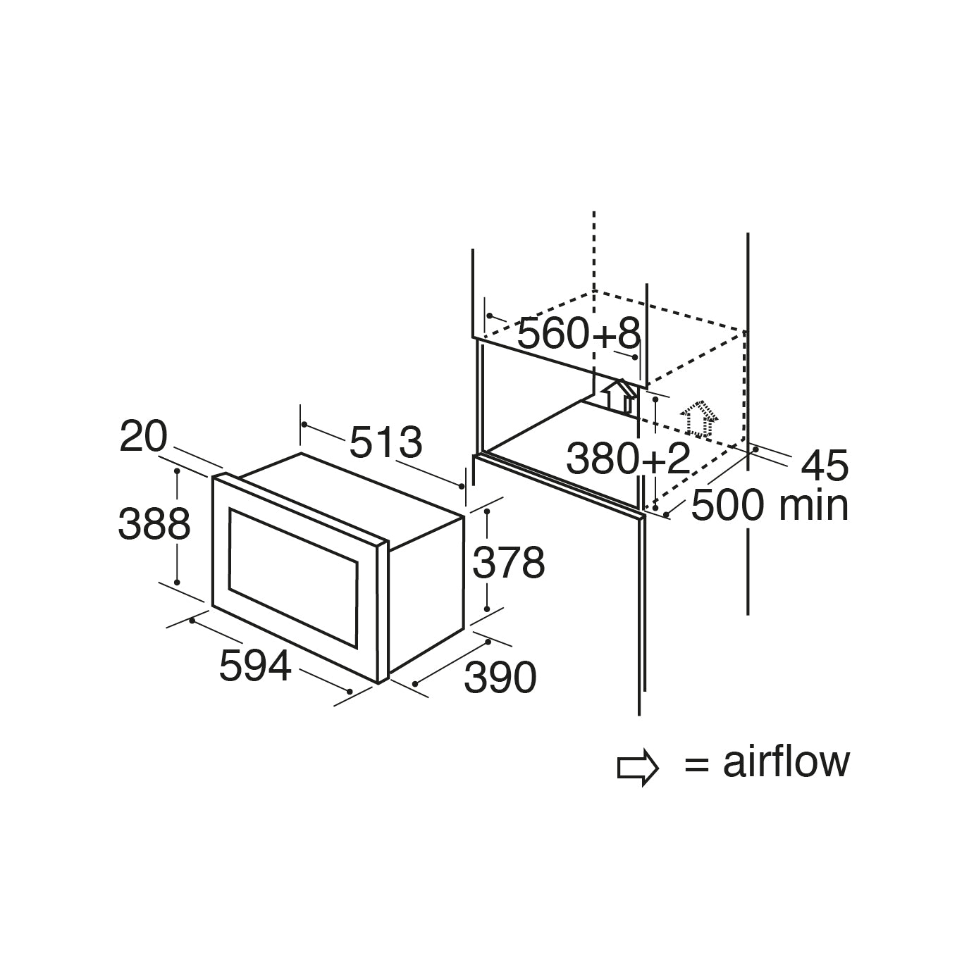 CDA 25L 900W Built-in Microwave – Black | VM131BL