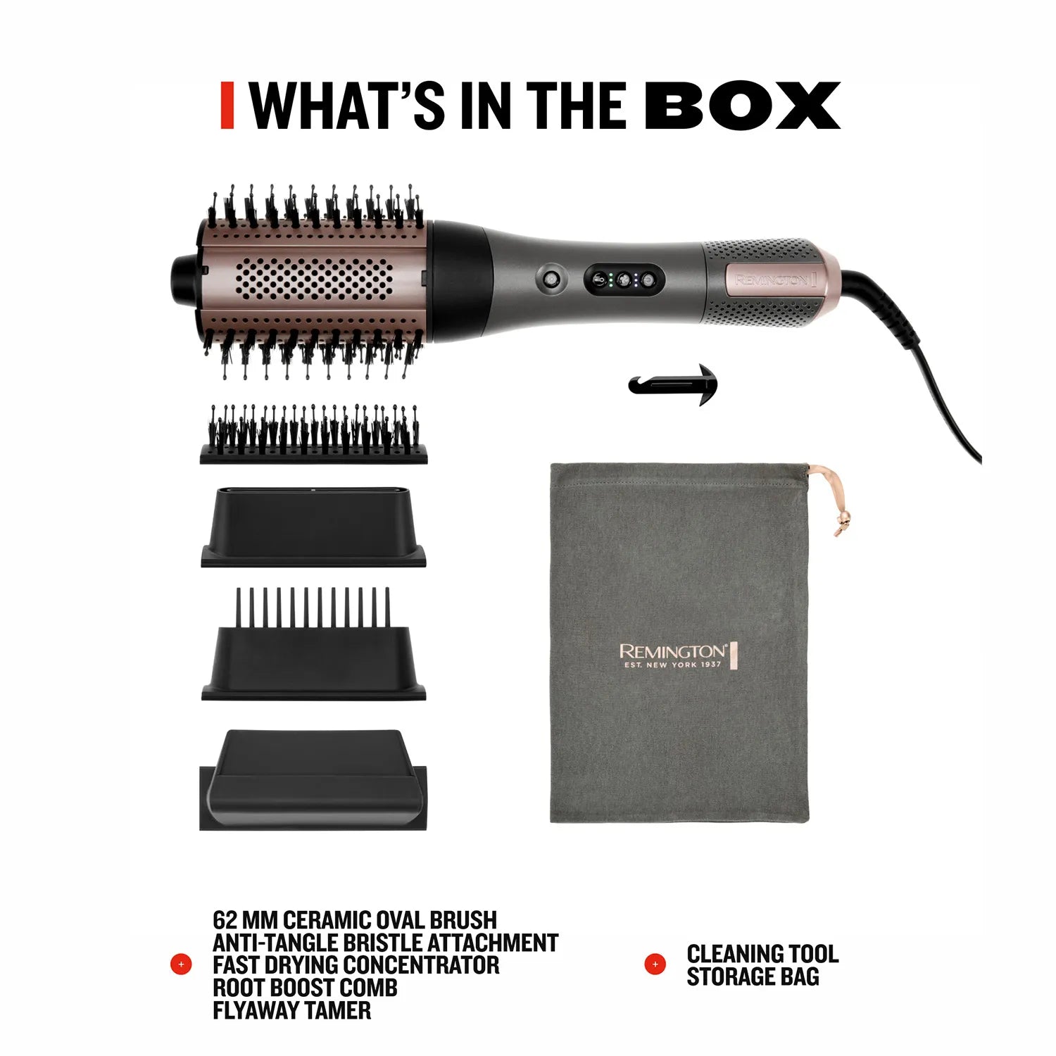 Remington One Power Dry and Smooth Heated Hair Brush | AS6077U51