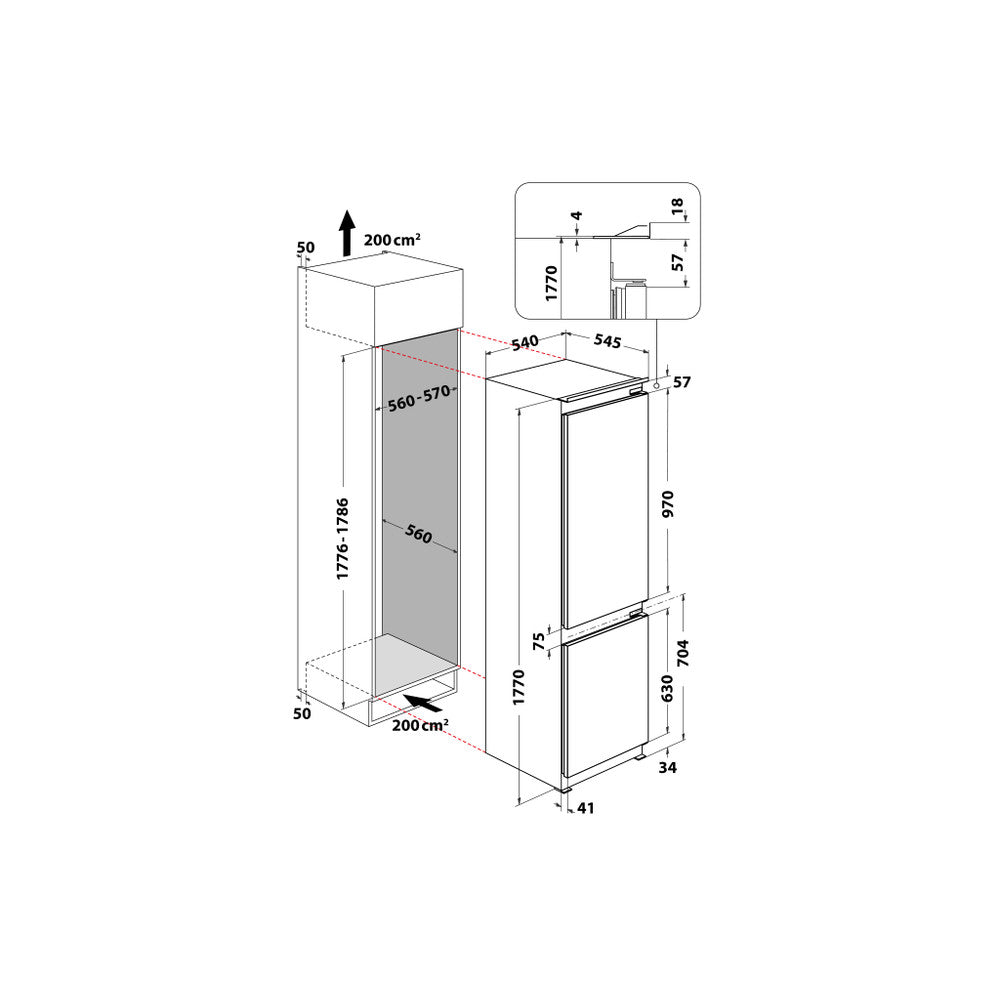 Indesit Low Frost Integrated 70/30 Fridge Freezer | BI18A2DIUK