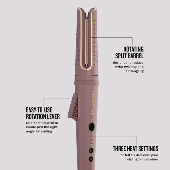 Remington AIRvive Rotating Hair Curling Wand Mauve & Gold | CI8930U51