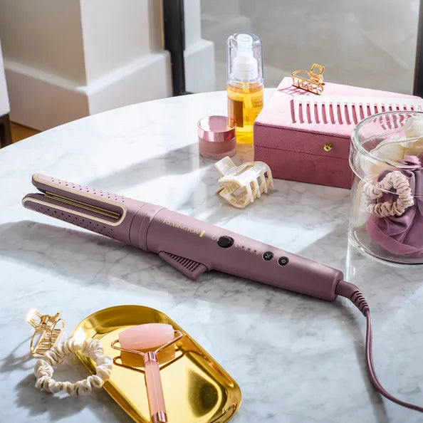 Remington AIRvive Rotating Hair Curling Wand Mauve & Gold | CI8930U51