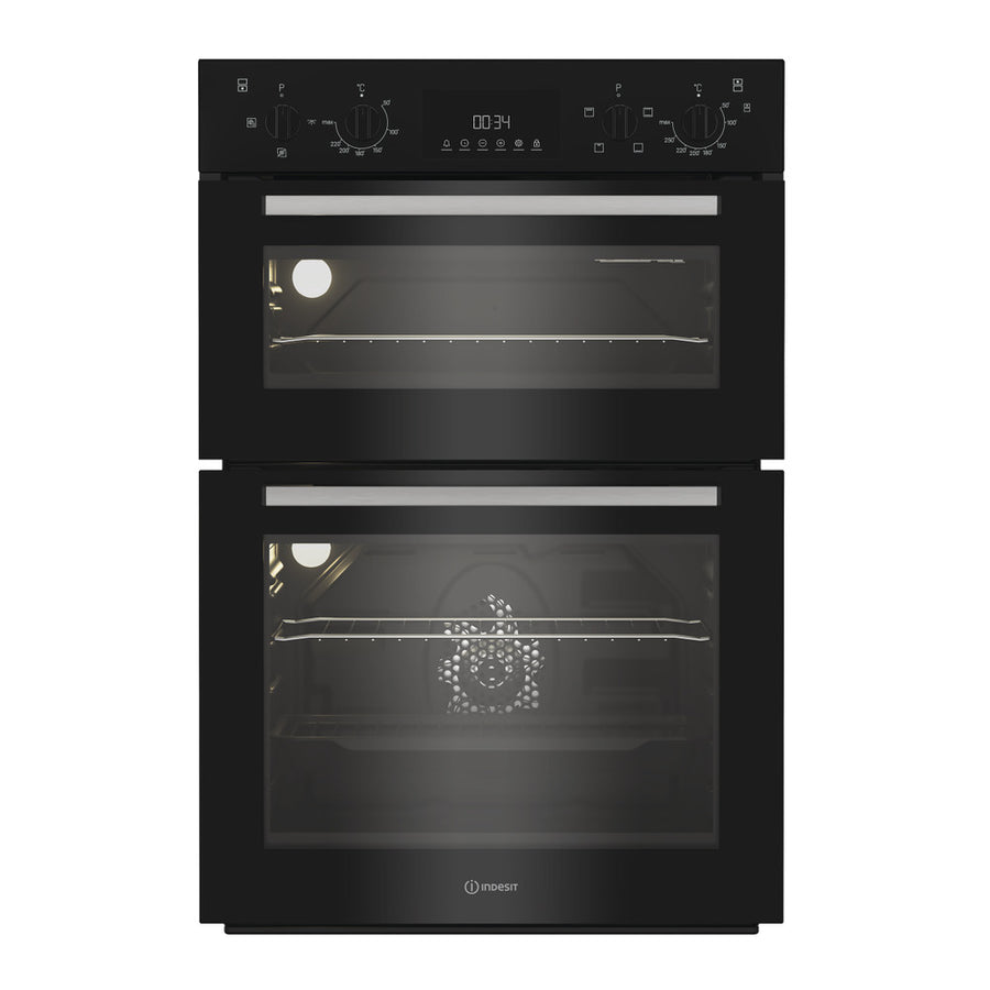 Indesit Built In Electric Fan Double Oven Black | DII10DB