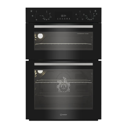 Indesit Built In Electric Fan Double Oven Black | DII10DB