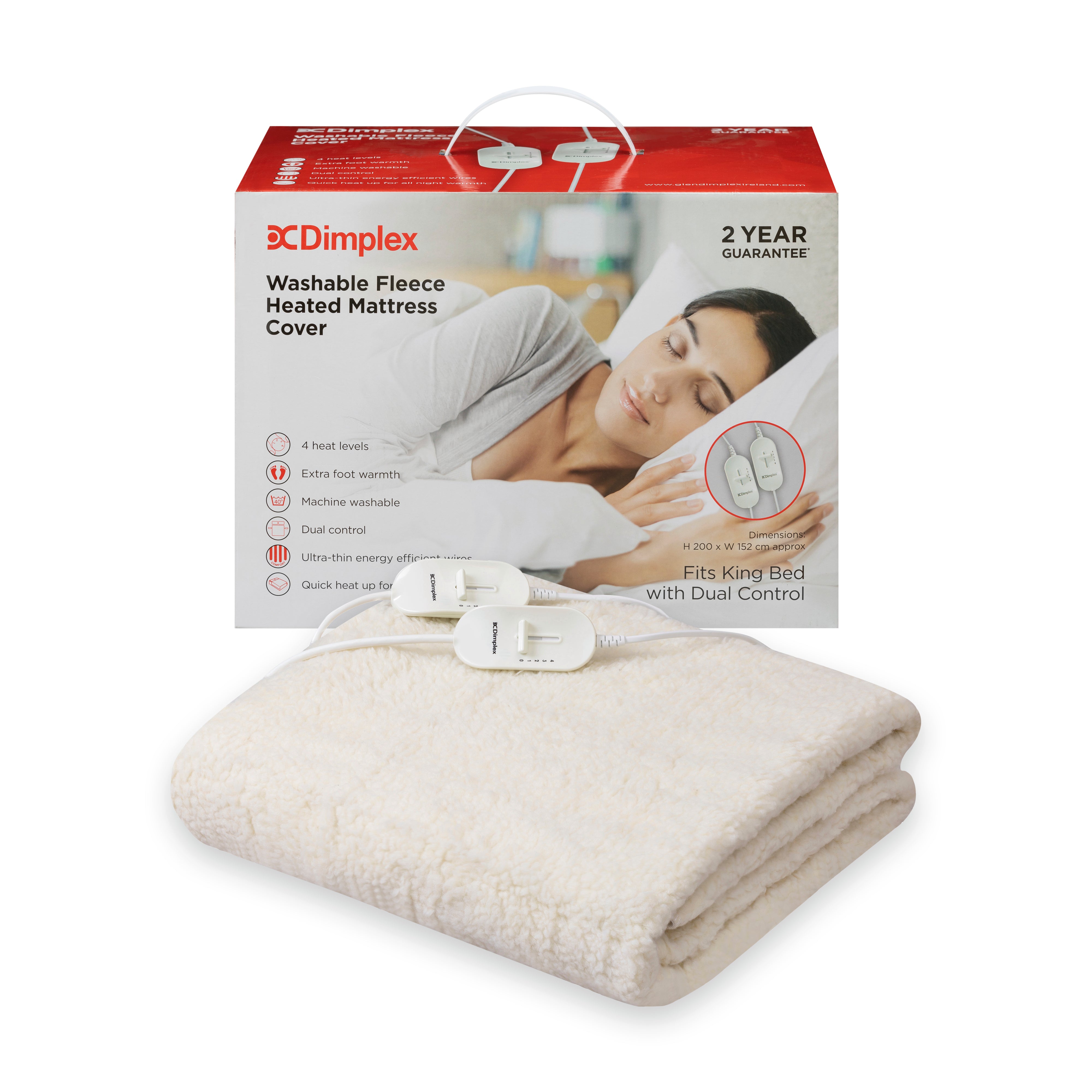 Dimplex King Washable Fleece Heated Mattress Cover w/ Dual Control l DMC3003