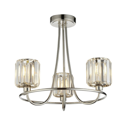 Endon Berenice 3lt Semi flush Bright Nickel | 104107