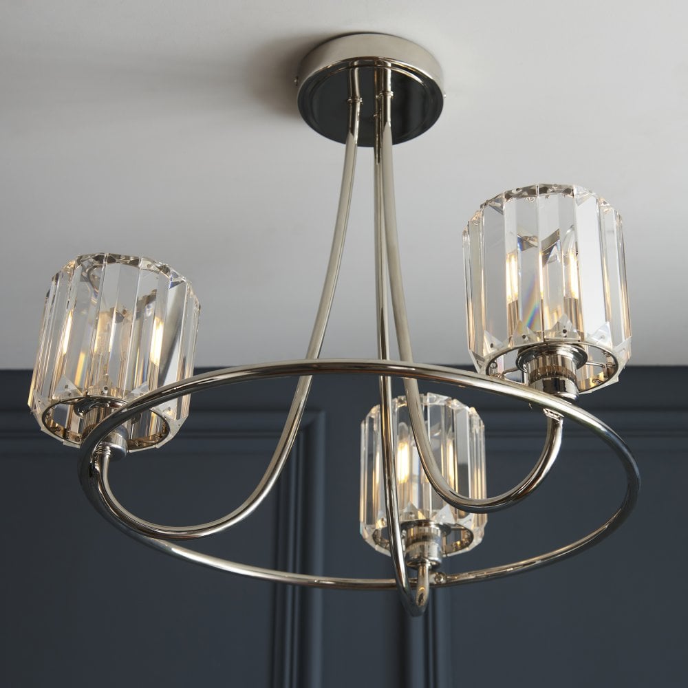 Endon Berenice 3lt Semi flush Bright Nickel | 104107