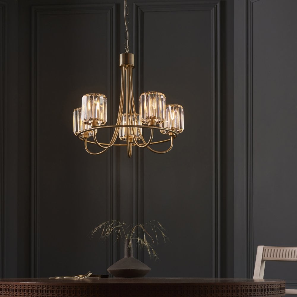 Endon Berenice 3lt Semi flush Antique Brass | 107802