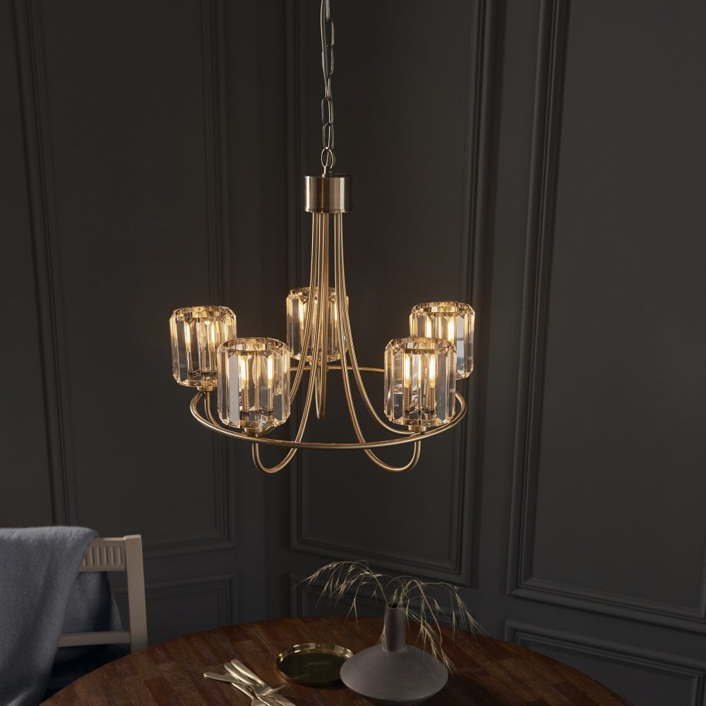 Endon Berenice 3lt Semi flush Antique Brass | 107802