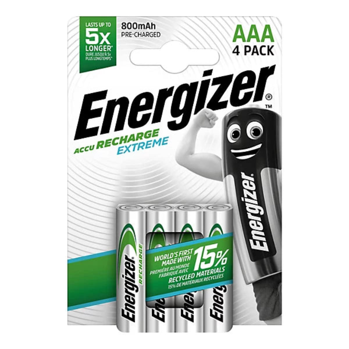 Energizer 4x AAA Rechargeable Extreme Ni-MH Batteries 800mAh