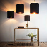 Black Velvet Drum Lampshade-L10VELDRUM/BLA thumbnail 3