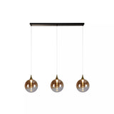 Alchemy 3Lt LED Bar Pendant Lamp Black Metal And Amber Glass | 76410-3BK thumbnail 1