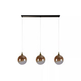Alchemy 3Lt LED Bar Pendant Lamp Black Metal And Amber Glass | 76410-3BK thumbnail 2