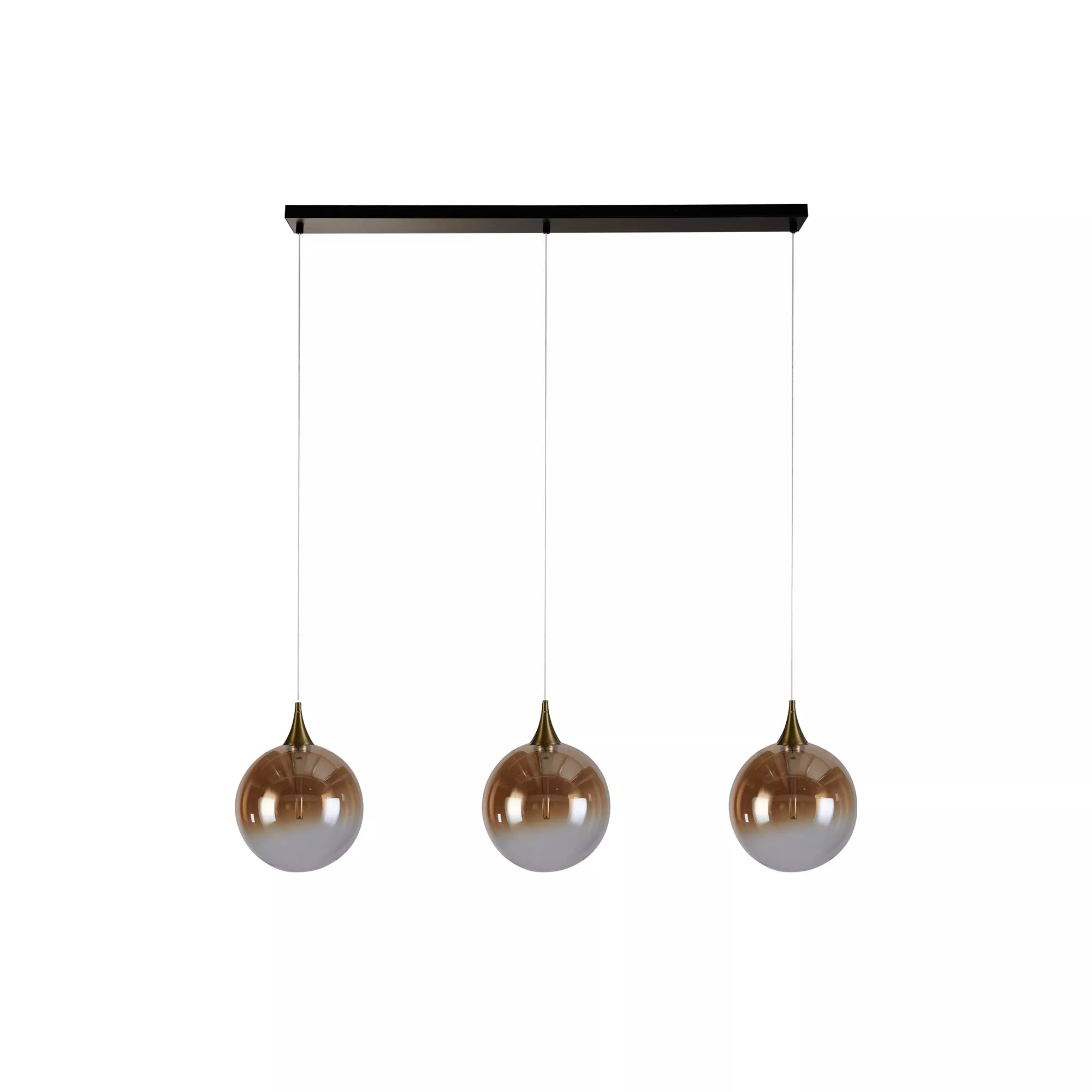Alchemy 3Lt LED Bar Pendant Lamp Black Metal And Amber Glass | 76410-3BK