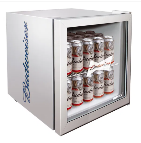 Husky Budweiser Design Mini Fridge Drinks Cooler Silver | HUSHM72HUE