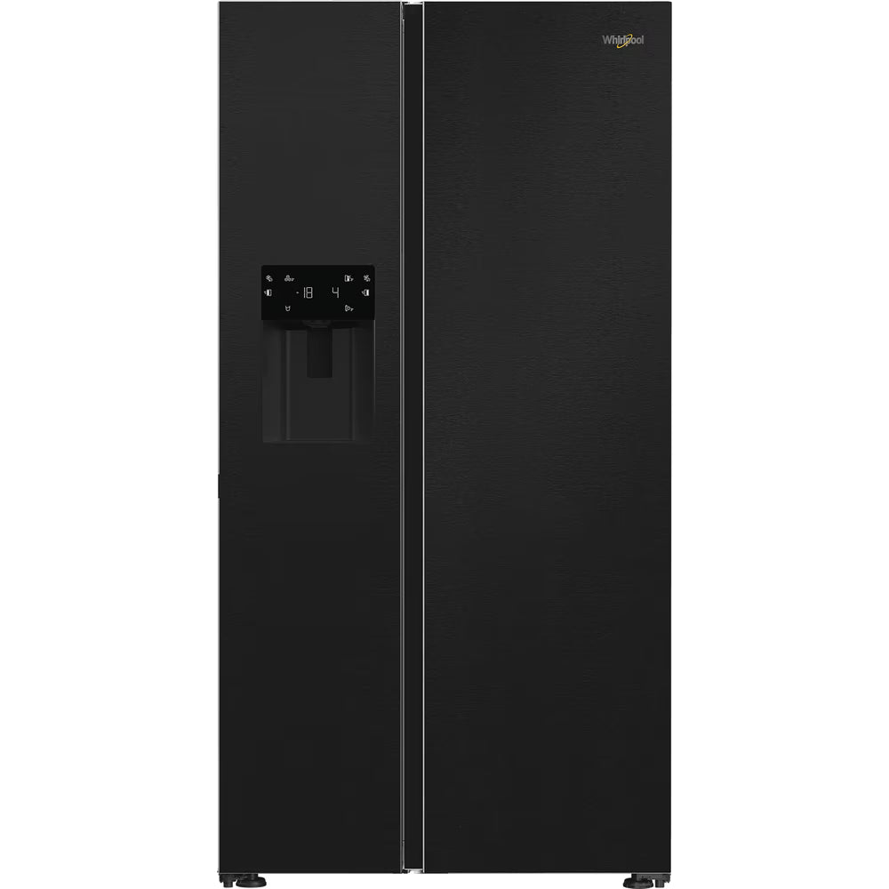 Whirlpool Plumbed Ice And Water 2 Door American Fridge Freezer Dark Inox | WHG26574WXK5UK