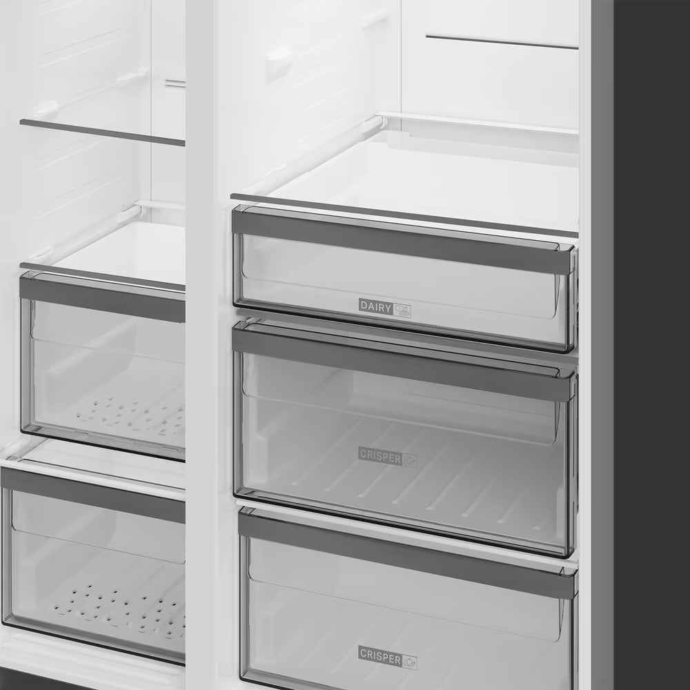 Whirlpool Plumbed Ice And Water 2 Door American Fridge Freezer Dark Inox | WHG26574WXK5UK
