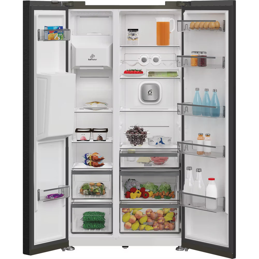 Whirlpool Plumbed Ice And Water 2 Door American Fridge Freezer Dark Inox | WHG26574WXK5UK