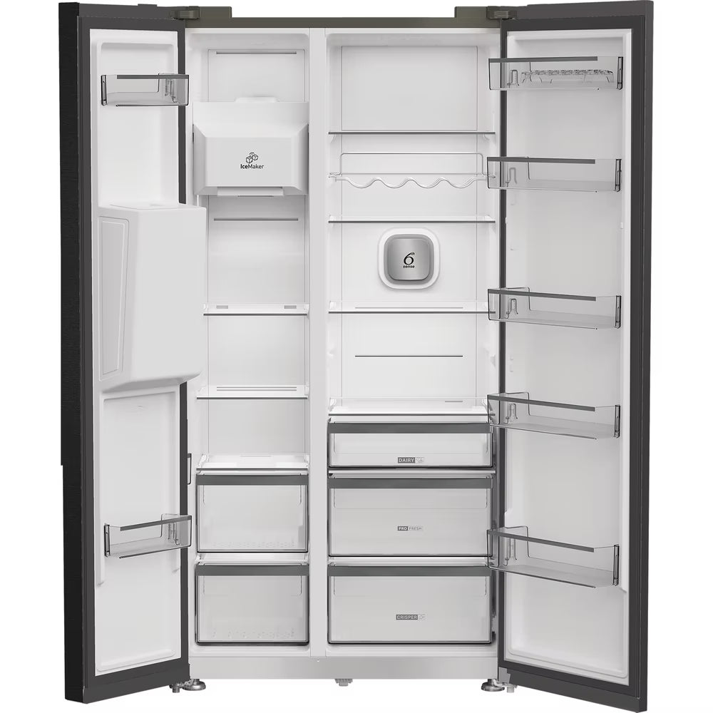 Whirlpool Plumbed Ice And Water 2 Door American Fridge Freezer Dark Inox | WHG26574WXK5UK