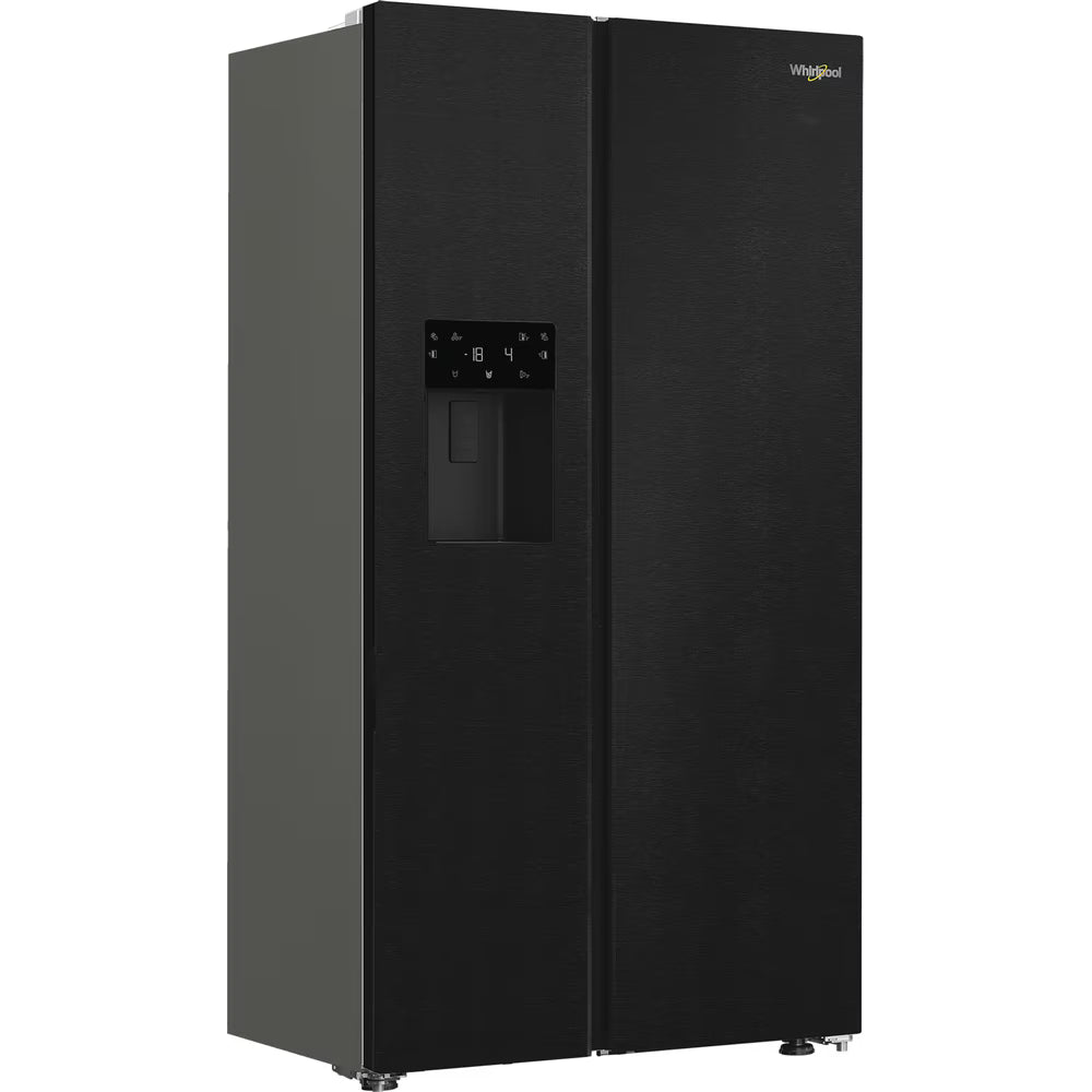 Whirlpool Plumbed Ice And Water 2 Door American Fridge Freezer Dark Inox | WHG26574WXK5UK