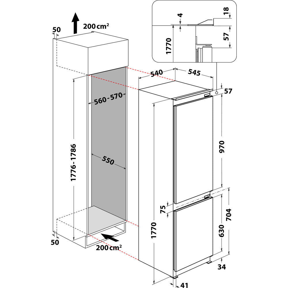 Hotpoint Low Frost Integrated Fridge Freezer | HMCB70302UK