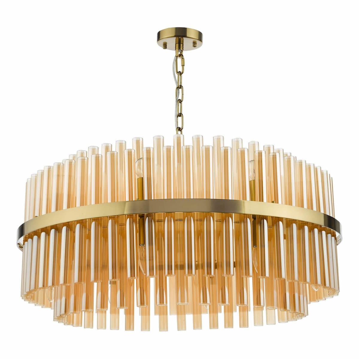 Imani 16 Light Pendant Natural Brass and Champagne Glass-IMA1635