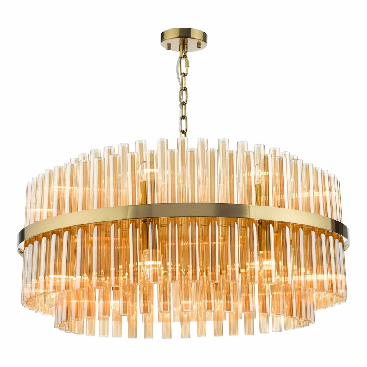 Imani 16 Light Pendant Natural Brass and Champagne Glass-IMA1635