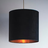 Black Velvet Drum Lampshade-L10VELDRUM/BLA thumbnail 1
