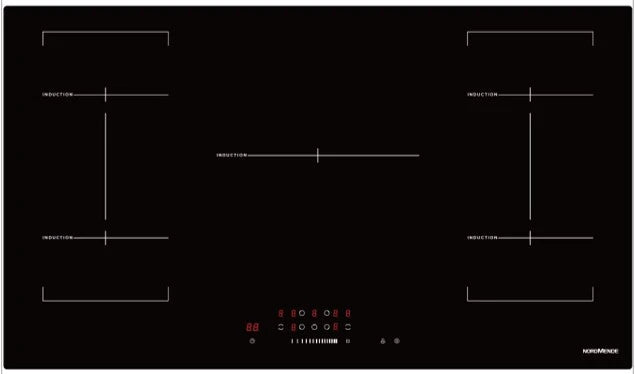 NordMende 90cm 5 x Zone Touch Control Induction Hob 2 x Bridge Zone - Black | HCI902FL