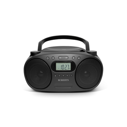 Roberts Portable FM/AM Boombox With CD Player Black | ZOOMBOXFMBK