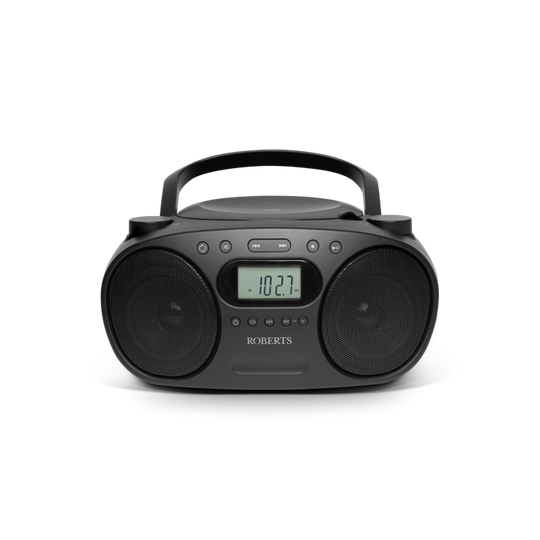Roberts Portable FM/AM Boombox With CD Player Black | ZOOMBOXFMBK