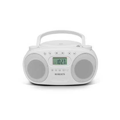 Roberts Portable FM/AM Boombox With CD Player White | ZOOMBOXFMW