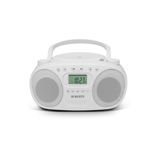 Roberts Portable FM/AM Boombox With CD Player White | ZOOMBOXFMW