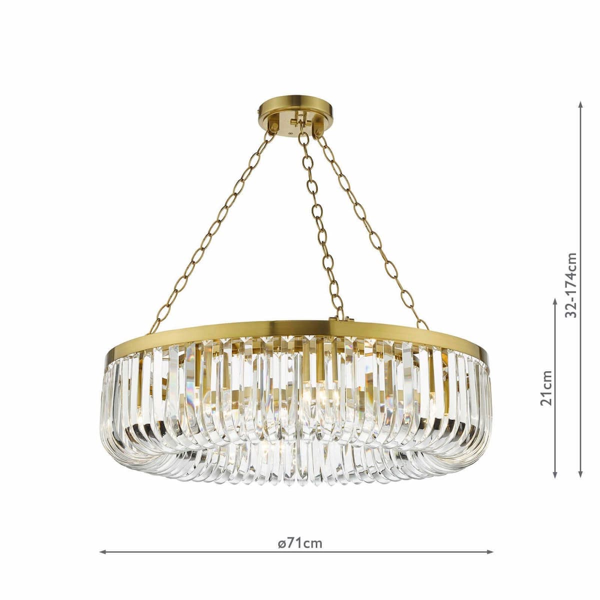 Sigourney 8 Light Pendant Satin Gold and Crystal-SIG0835