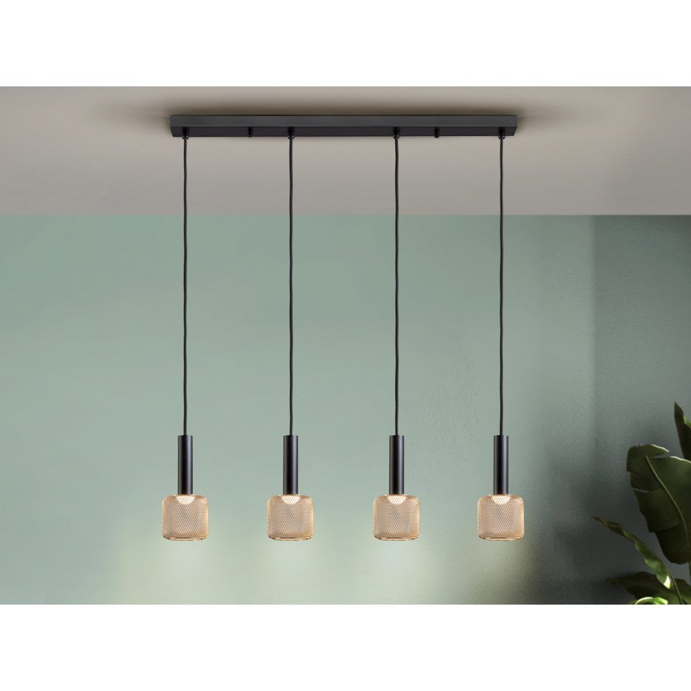 Schuller Sincro LED Pendant 4 Light Black Gold | 175395 DISPLAY MODEL