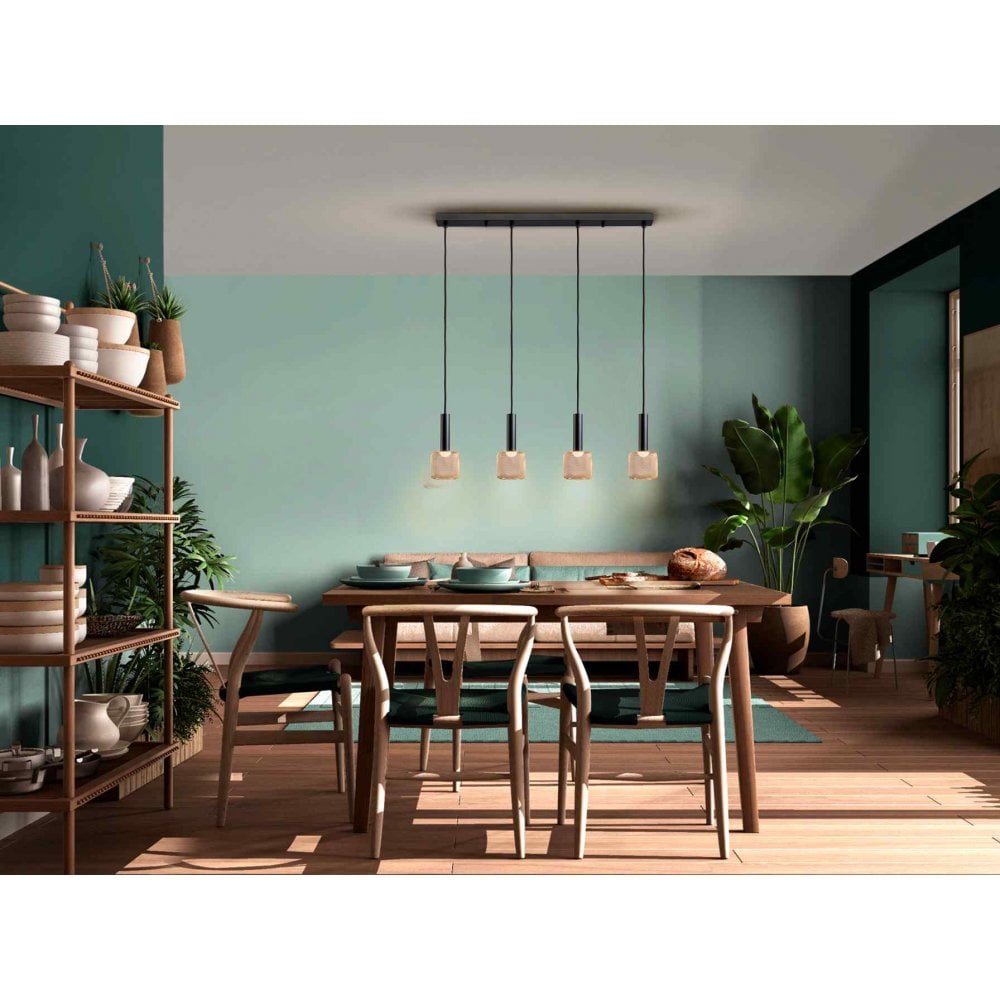 Schuller Sincro LED Pendant 4 Light Black Gold | 175395 DISPLAY MODEL