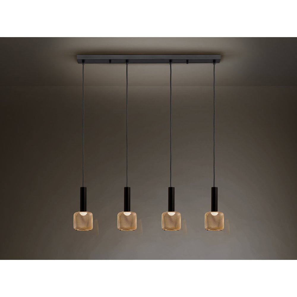Schuller Sincro LED Pendant 4 Light Black Gold | 175395 DISPLAY MODEL
