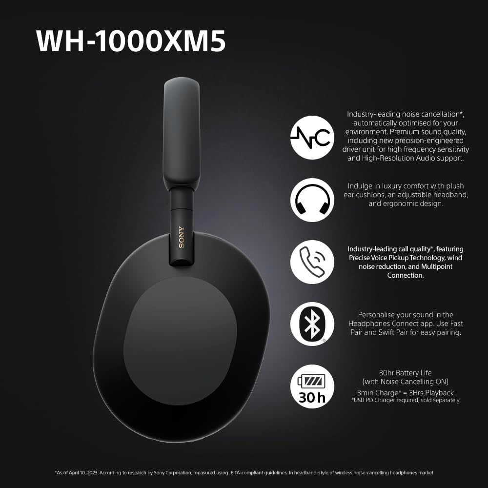 Sony Over-Ear Wireless Bluetooth Headphone Silver | WH1000XM5SCE7