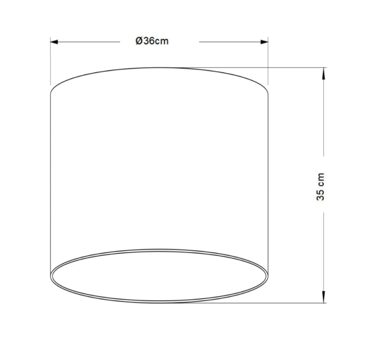 Cylindrical object with dimensions labeled on a white background