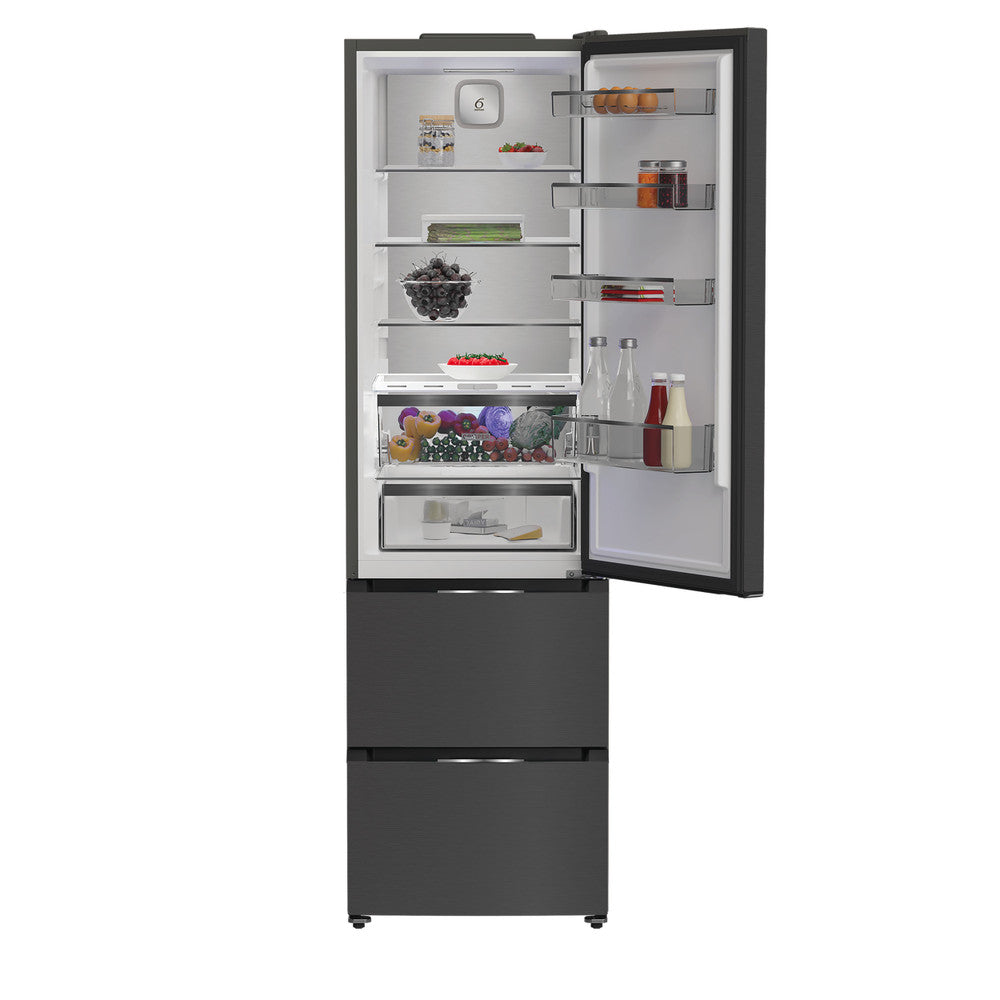 Whirlpool Dual No Frost 3 Door Fridge Freezer with 6th Sense Dark Inox | WHKF6352XBR5UK