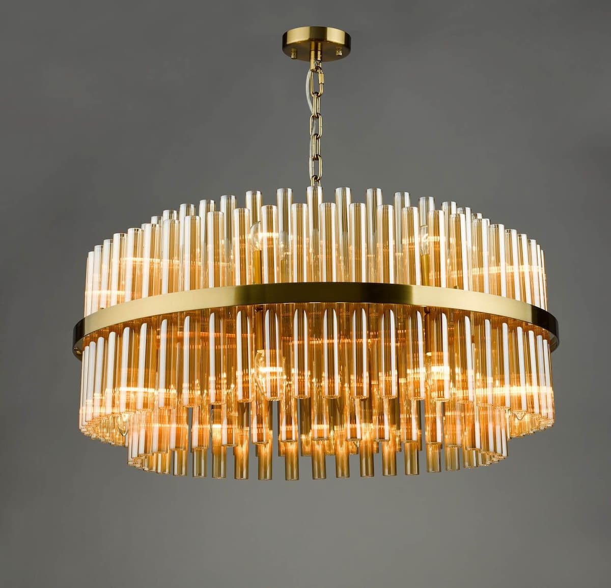 Imani 16 Light Pendant Natural Brass and Champagne Glass-IMA1635